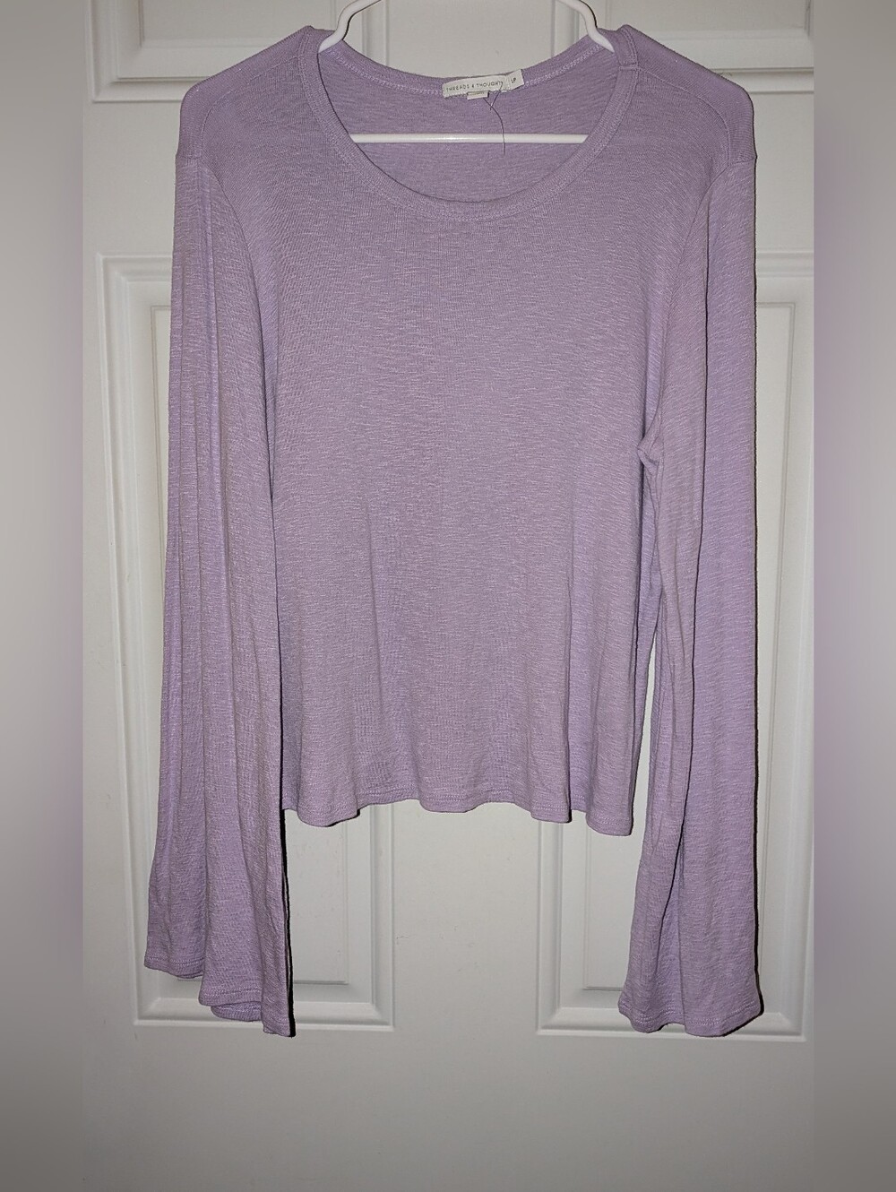 Threads 4 Thought Long Bell Sleeve Scoop Neck Top Lavender Large Petite NWOT